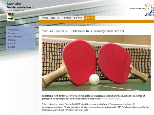 Über uns neue Webseite BTTV - Tischtennis Kreis Hassberge